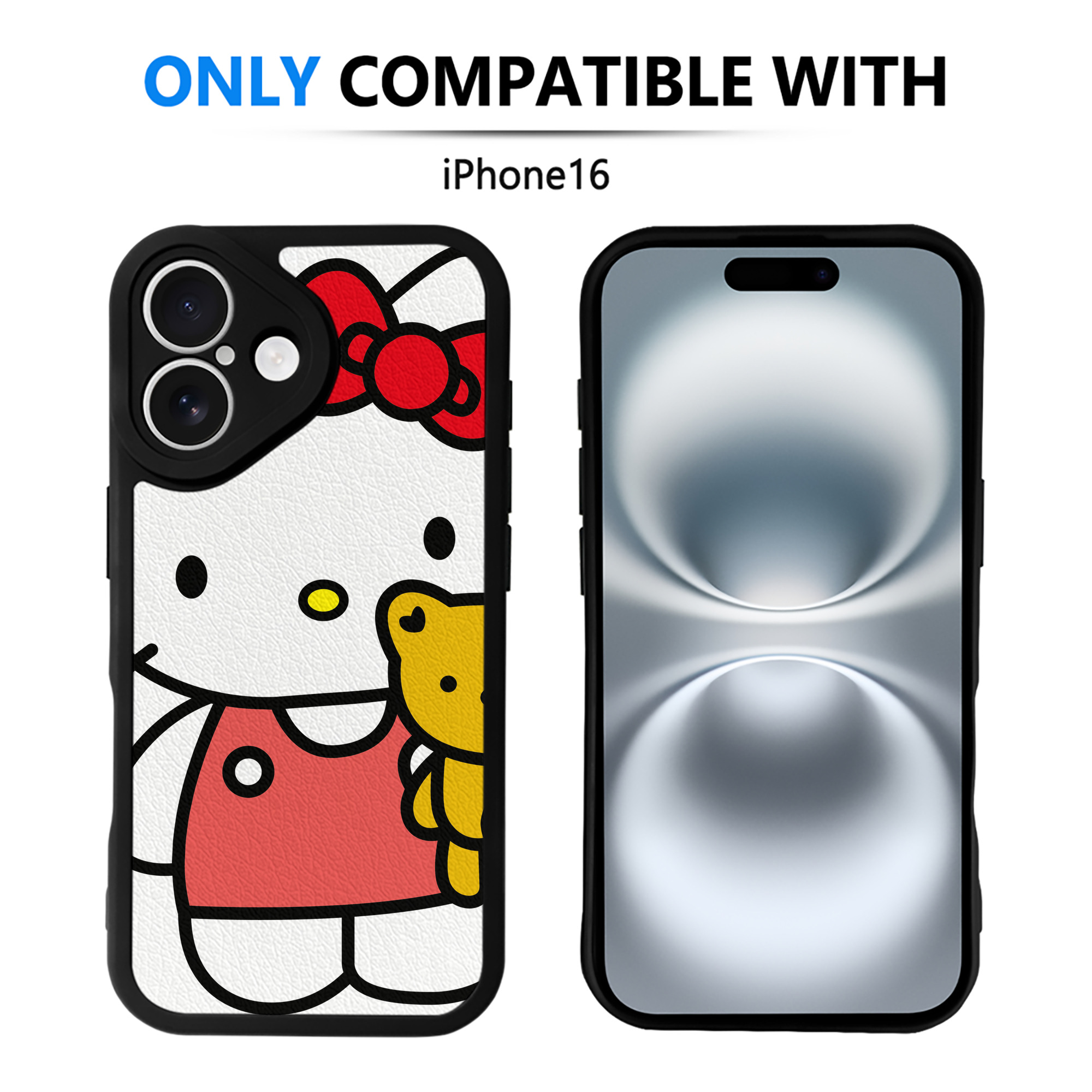 （画像用） Hello Kitty ハローキティ 【iPhone 16シリーズ対応】シリコンスマホケース（レザー調） 材質：シリコン